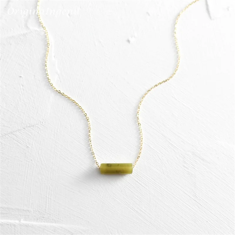 Dainty Beaded Gemstone Pendant Necklace in Gold Filled