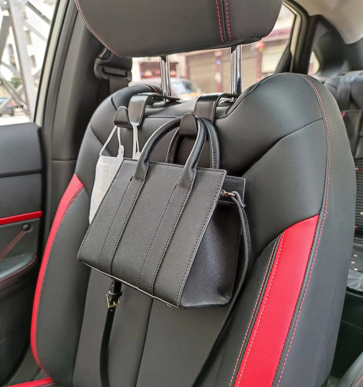 Car Seat Back Hooks with Headrest Hanger for Organizing Bags and Groceries