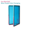A blue-purple color changing display case for trading cards, shown in a vertical orientation.