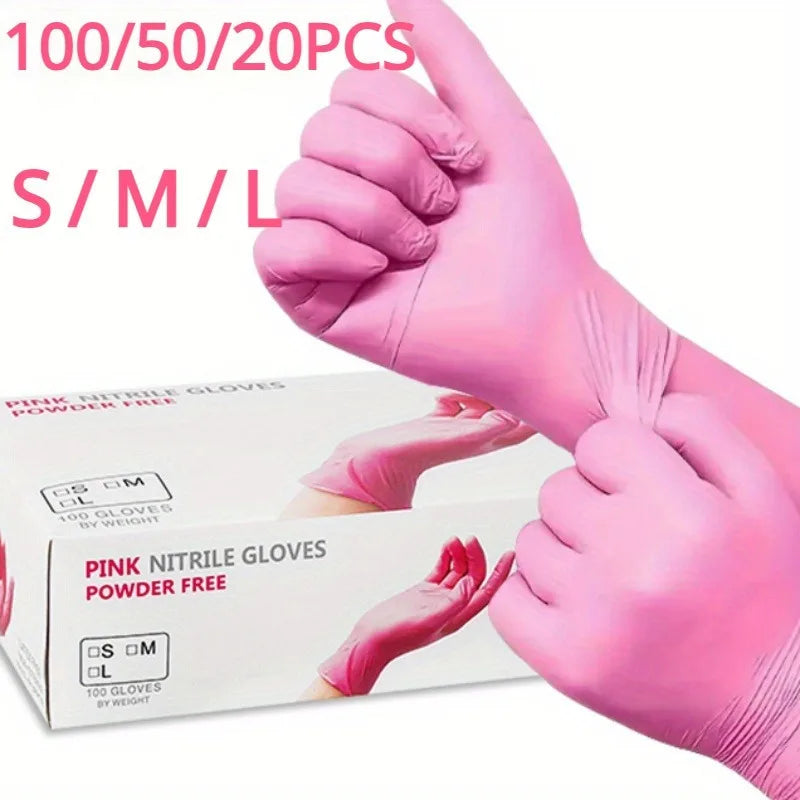 Pink Nitrile Cleaning Gloves for Kitchen, Dishwashing, and More