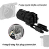 A set of 7-way round blade and 4/5-pin flat plug connectors for trailer adapters.