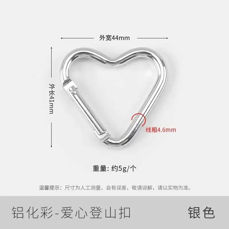 Vibrant Heart-Shaped Carabiner Clips for Keys & DIY Jewelry