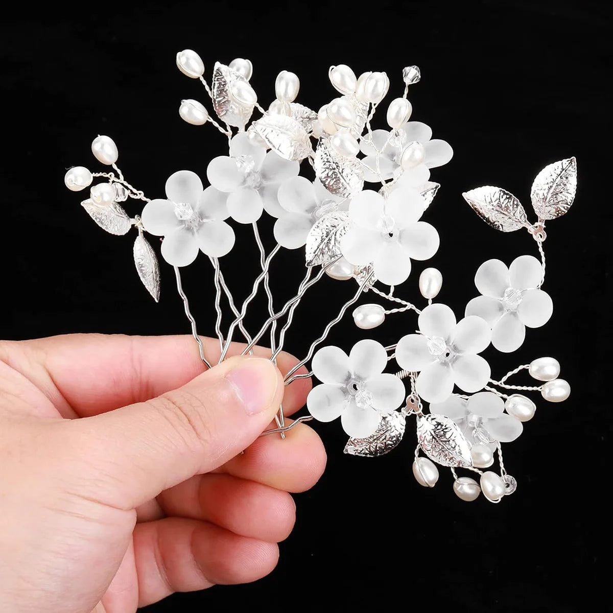Elegant Floral Hair Stick — Pearl Flower Hairpin for Weddings & Parties