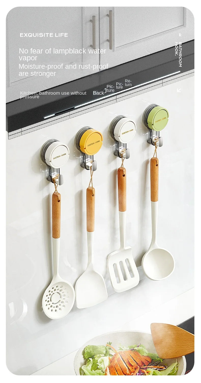 Strong Vacuum Suction Hooks with Adhesive Mount, No-Drilling Design for Home and Bathroom