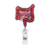 Heart Shape Glitter Acrylic Retractable Badge Reel with Crocodile Clip