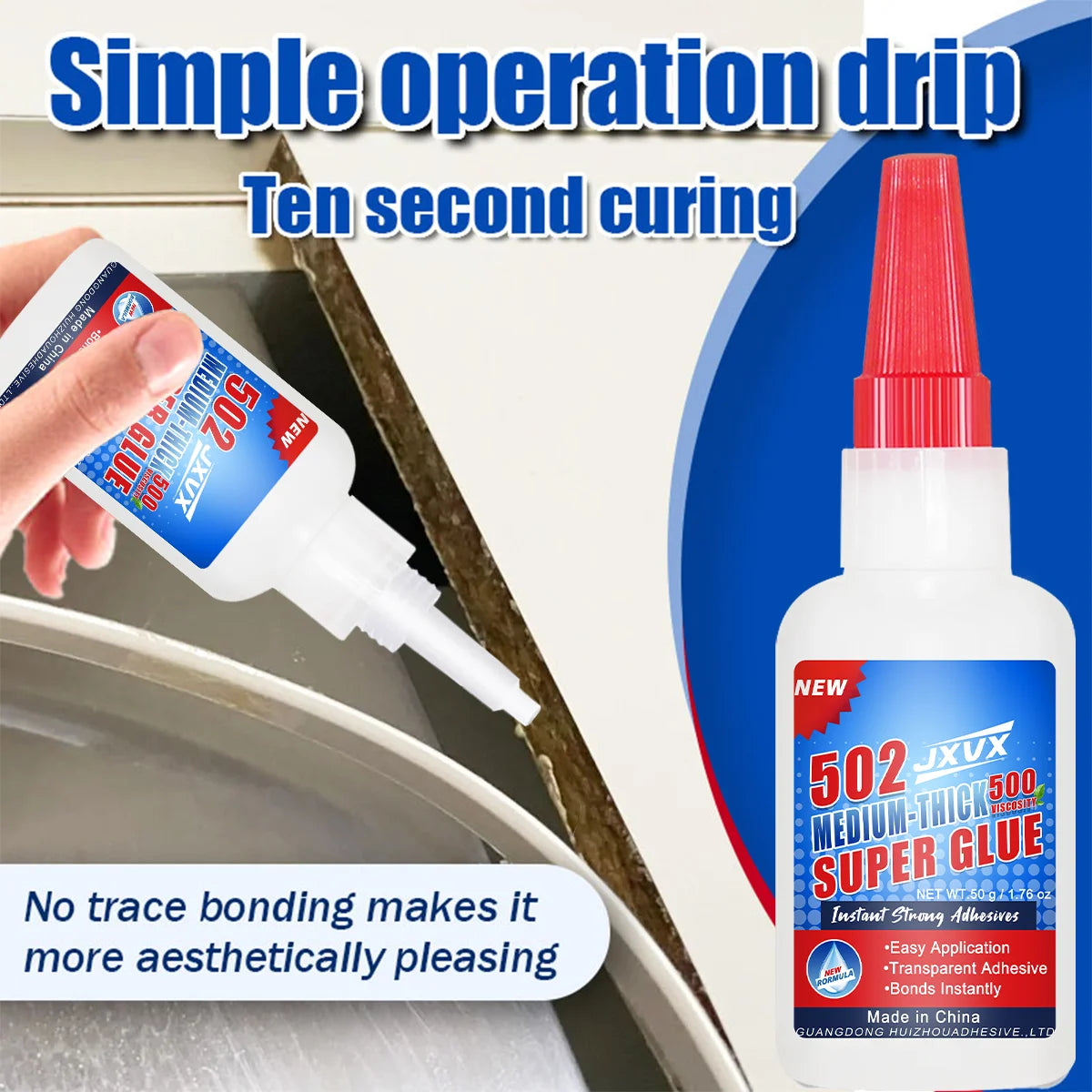 Professional Grade Super Glue – Extra Strong Instant Adhesive for Plastic, Metal, Wood & More
