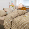 100% Cotton Duvet Cover Set with Plaid Stripe – Breathable & Skin-Friendly
