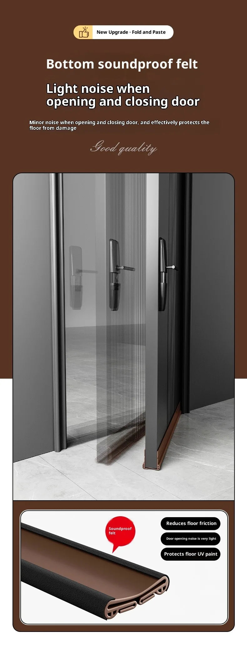 Flexible Door Draft Stopper with Soundproofing Seal