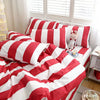 Red Striped Duvet Cover Set with Two Pillowcases