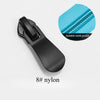 Black nylon zipper slider repair kit with a tooth profile shown next to the product.