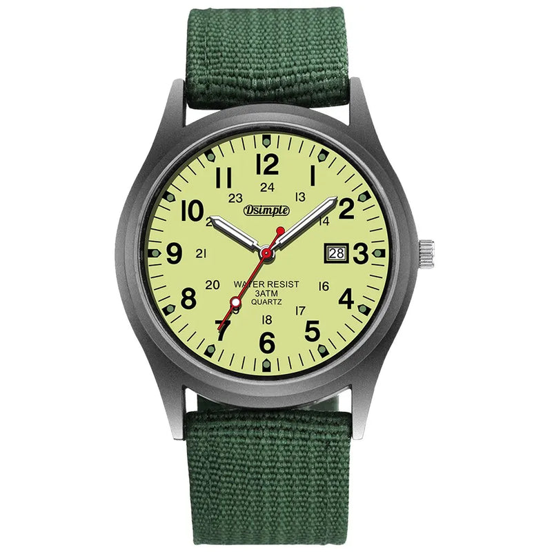Luminous Military-Style Quartz Wristwatch with Nylon Strap
