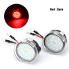 Two red LED puddle lights for vehicles, showing the light source and complete units.