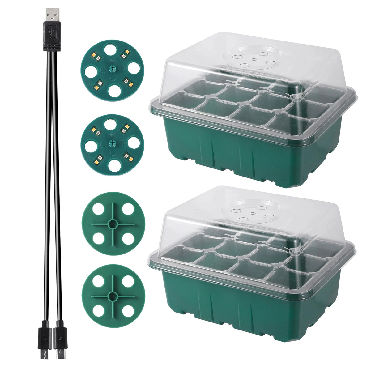 Seed Starter Tray with LED Grow Light and Humidity Dome