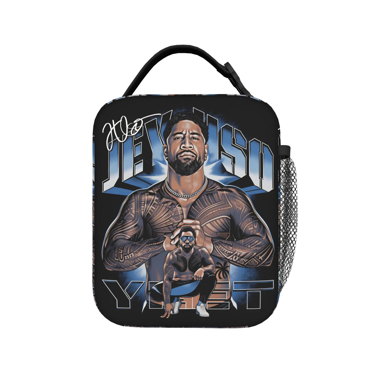 Vintage Wrestling Print Insulated Lunch Tote Bag