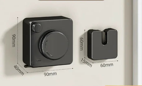 Schwarzes, innenliegendes, ausziehbar-Klemmliniengerät mit Maßen und separate Montageplatte.