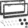Crystal Rhinestone License Plate Frame with Screw Caps