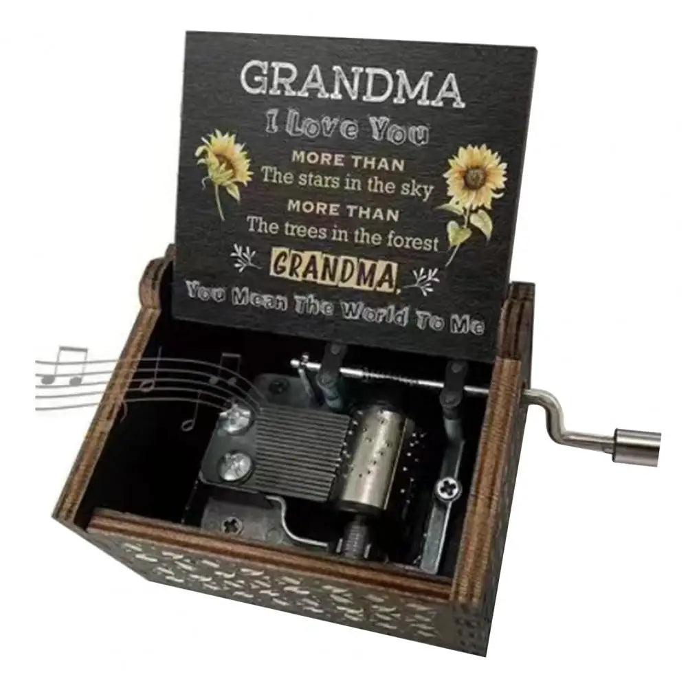 Hand-Cranked Wooden Music Box - 'You Are My Sunshine' Melody