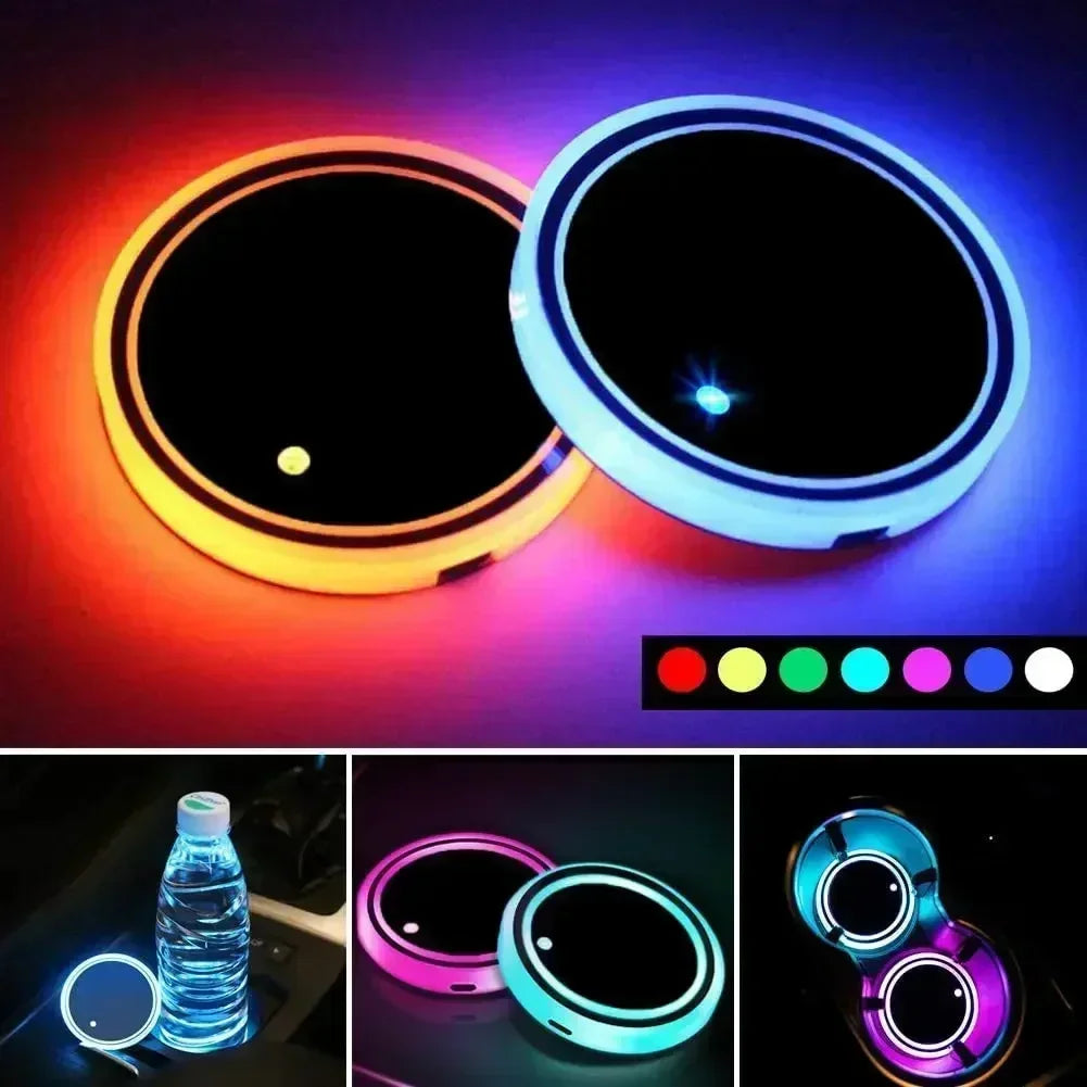 LED Cup Holder Coasters with 7 Color-Changing Lights
