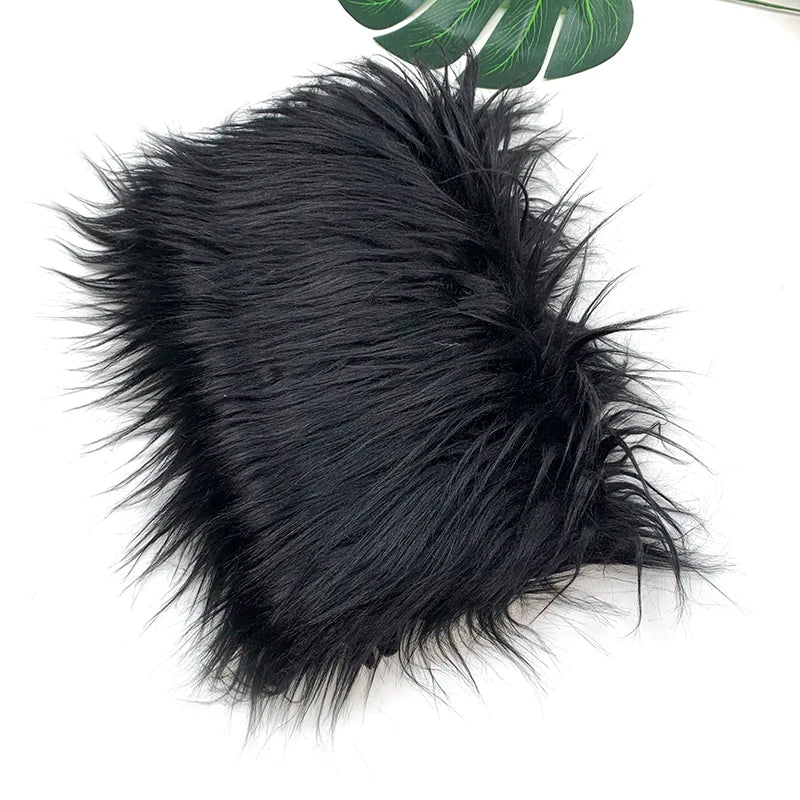 Black soft faux fur fabric for DIY sewing, doll hair, and cosplay