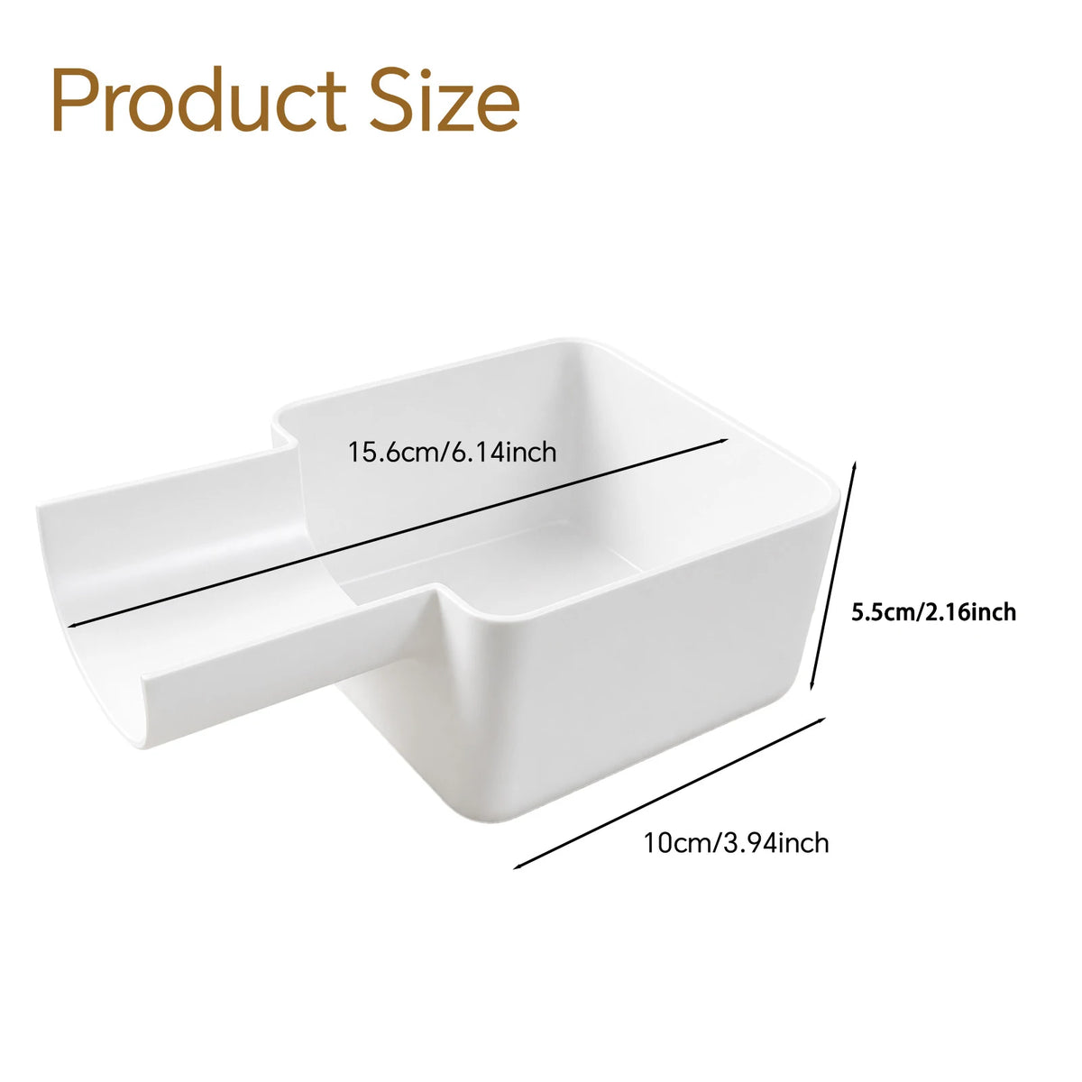 White washing machine drain funnel and overflow guard with drip pan shown from the side.