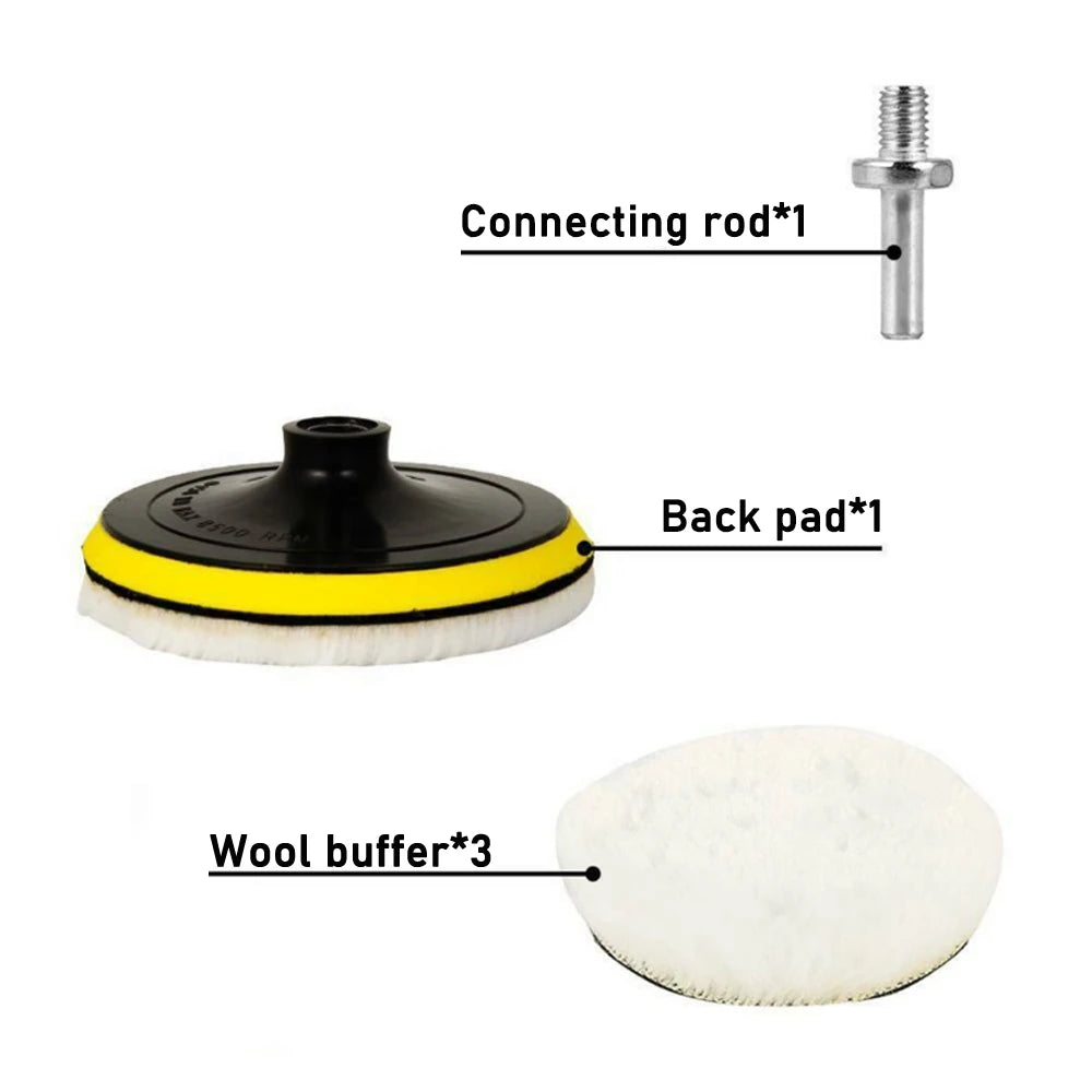 Soft Wool Car Polishing Pad Set with Backing Plate