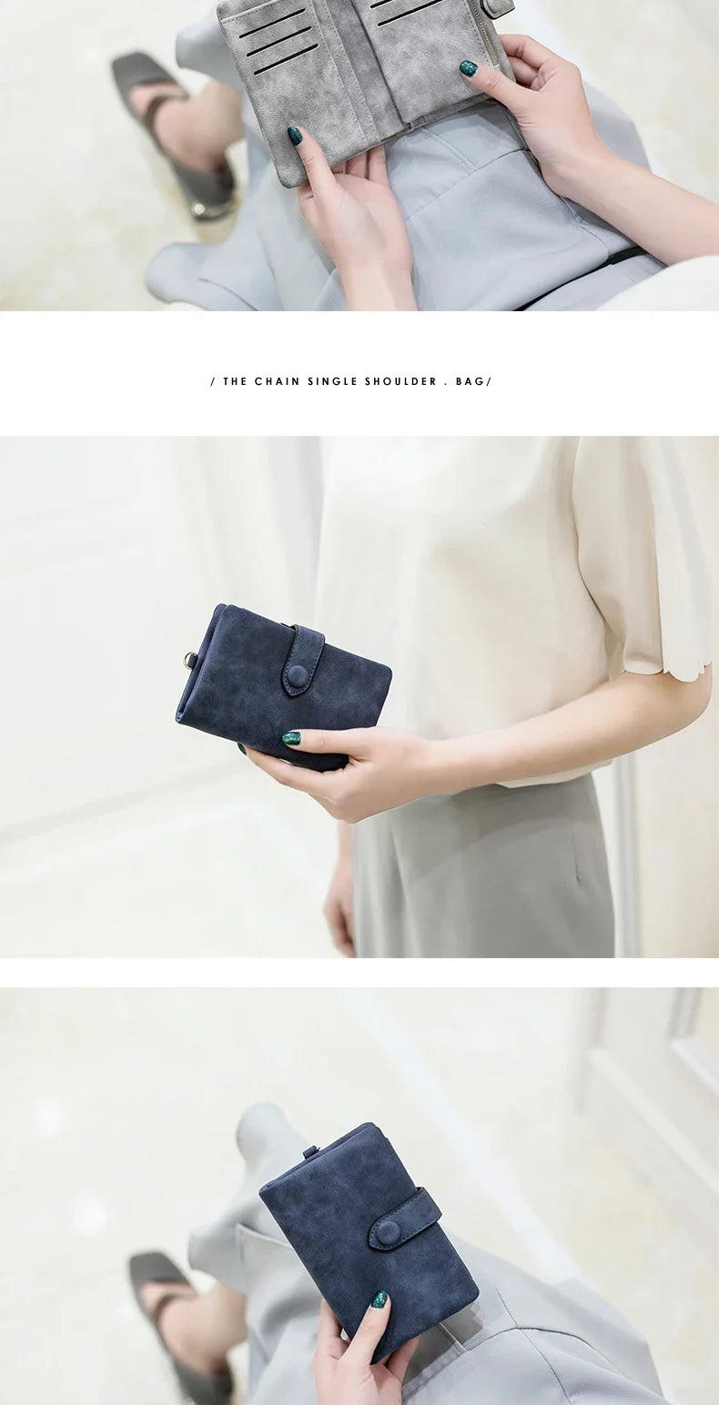 Compact Frosted Tri-Fold Wallet for Women