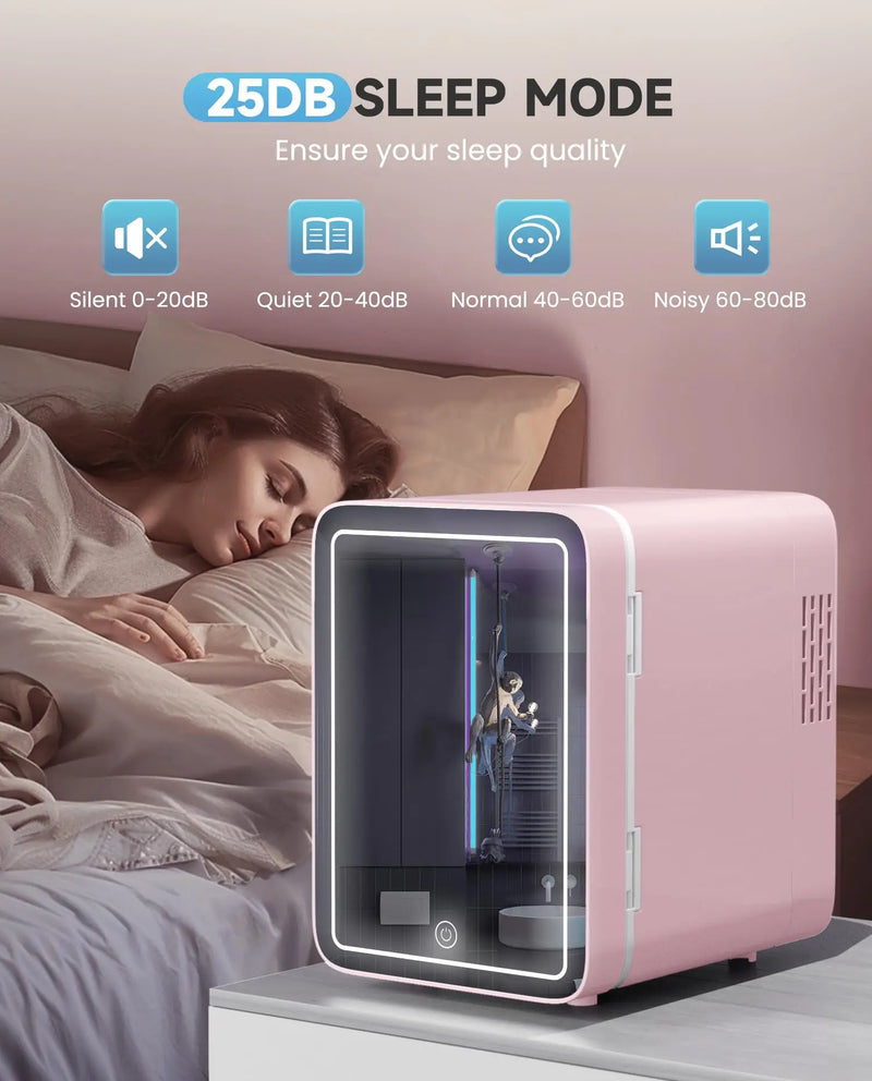 4L Mini Skincare Fridge with Dimmable LED Mirror