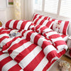 Red Striped Duvet Cover Set with Two Pillowcases