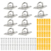 Stainless steel U-shaped hooks and mounting hardware in silver and yellow colors.