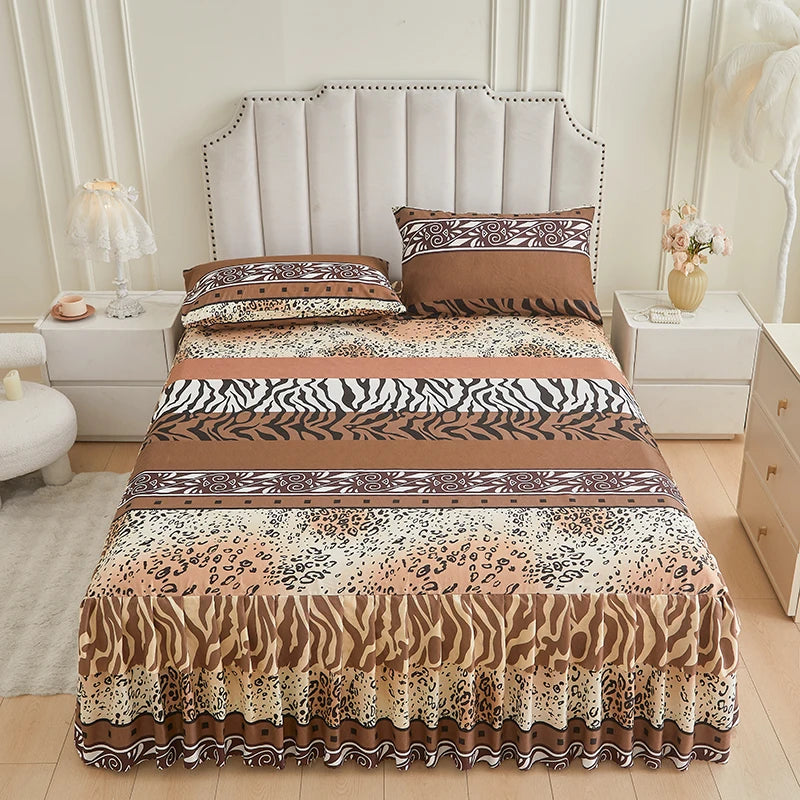 Floral Ruffle Bed Skirt & Pillowcase Set