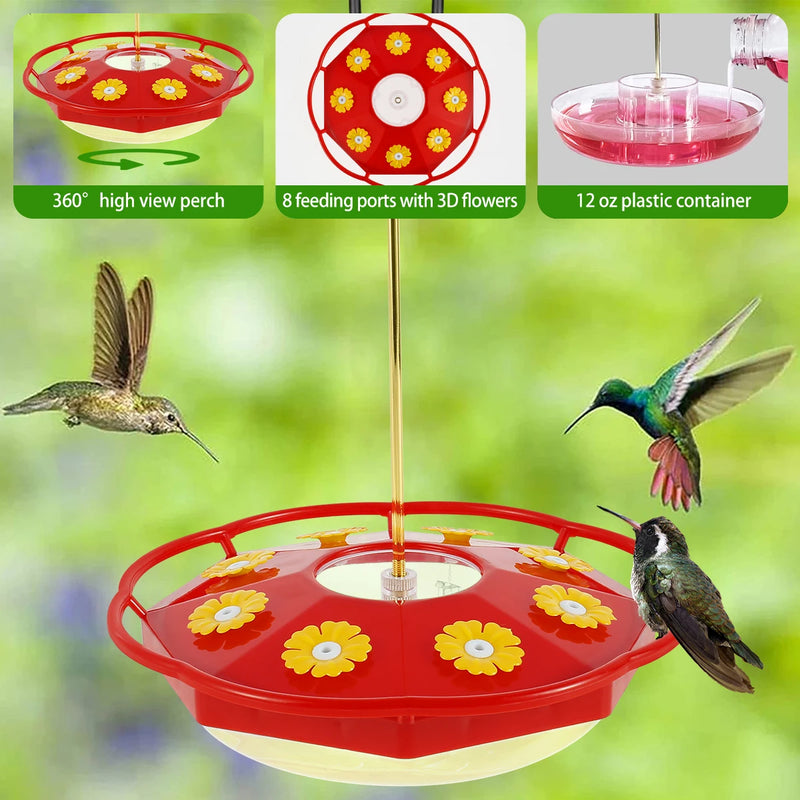 Comedero Decorativo para Colibríes con Diseño Floral y 8 Boquillas