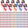 A collection of mini Jesus figurines in various colors including white, pink, orange, and blue.