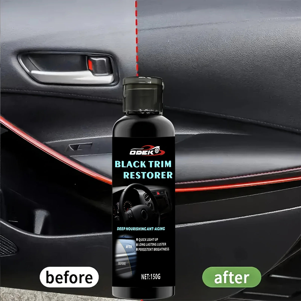 Premium Plastic & Rubber Restorer with Deep Black Gloss Finish