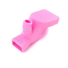 A pink flexible silicone faucet extender designed for kids and handwashing.