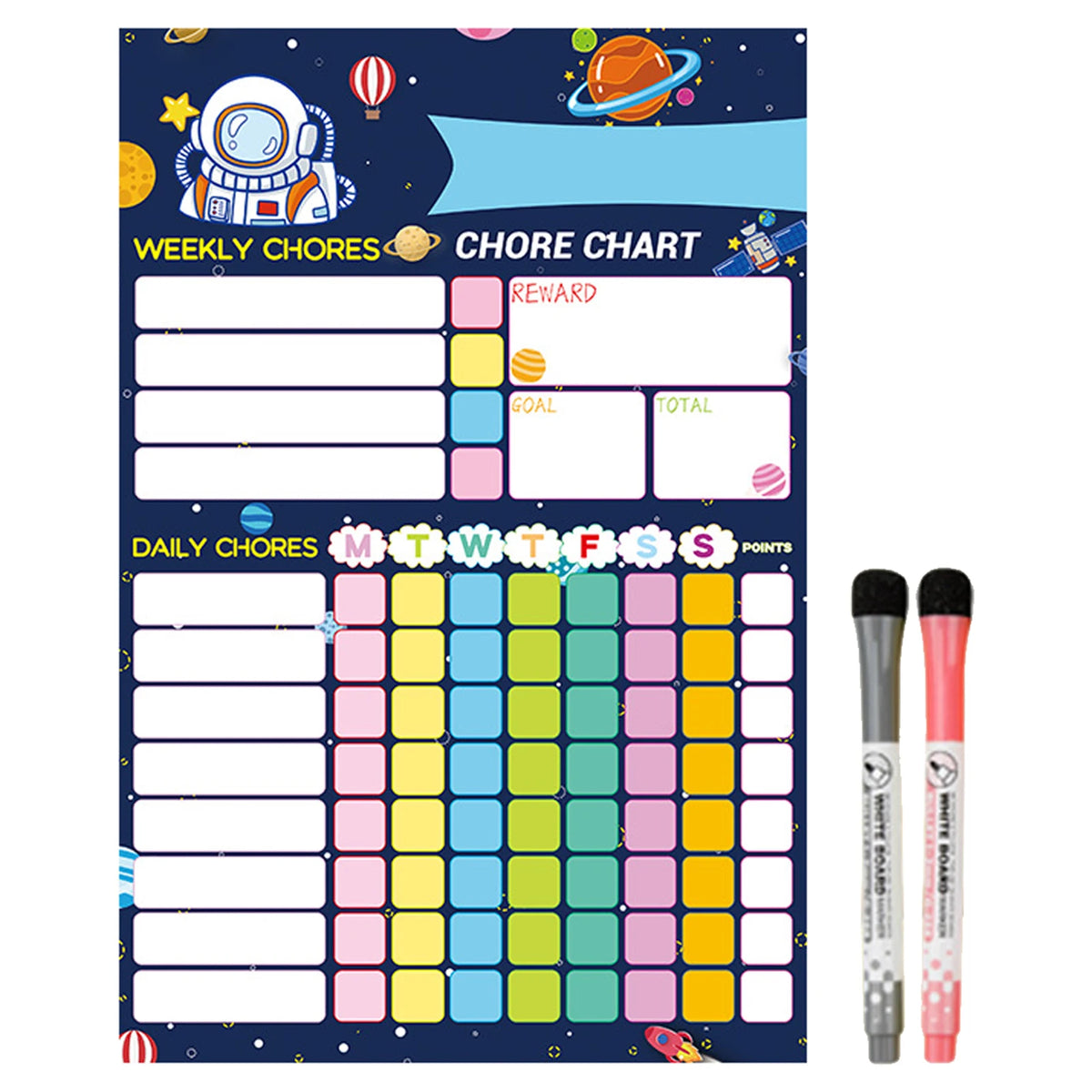 Magnetic Chore Chart for Kids with Dry-Erase Surface