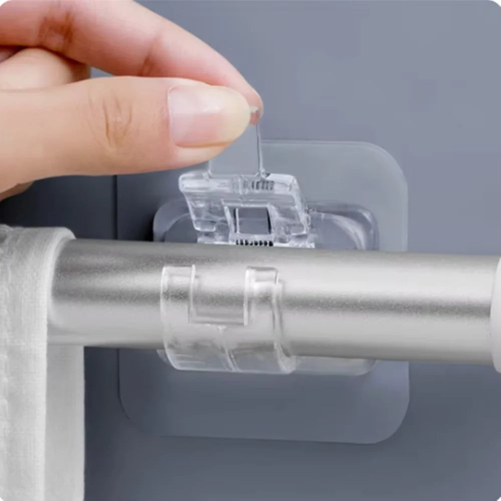 Self-Adhesive Curtain Rod Clamp Hooks – Punch-Free Wall Hanging Holders