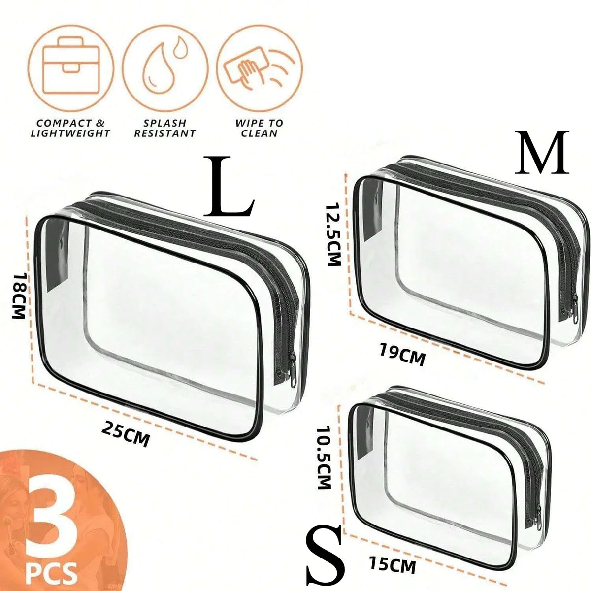 Clear Travel Toiletry Bag with Zipper