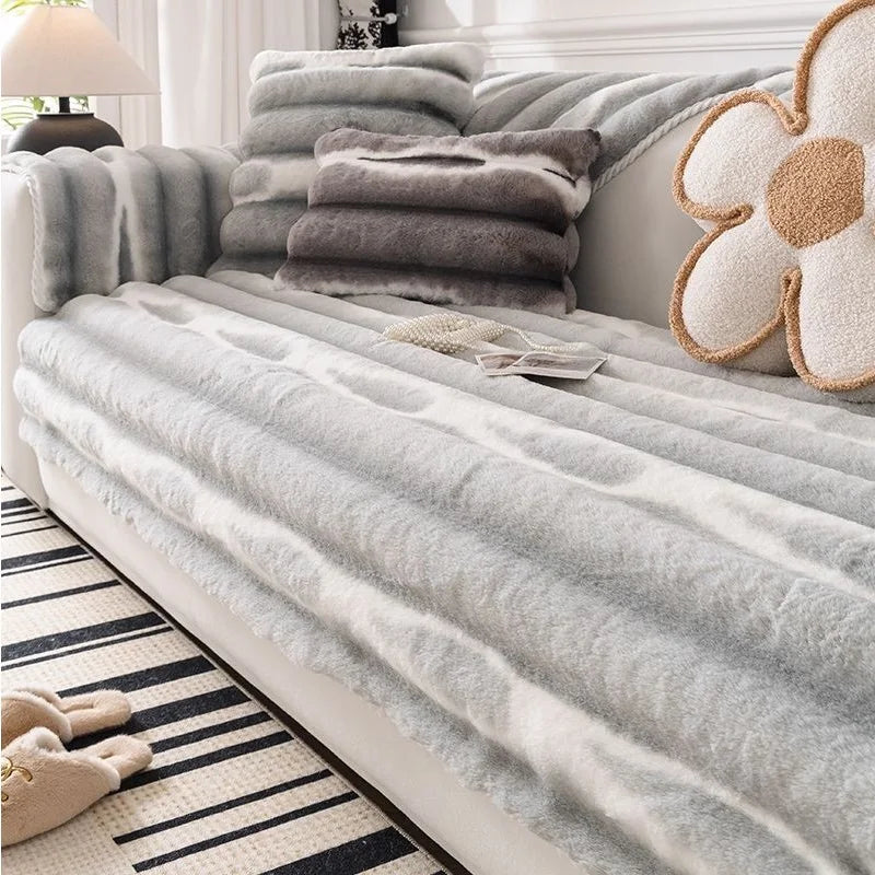 Plush Velvet Padded Sofa Cover with Non-Slip Backing