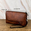 Men's Classic Leather Clutch Bag with Dual Zip Compartments