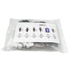 A clear plastic bag containing an assortment of 100 auto trim clips and a fastener remover tool.