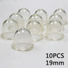 A set of ten clear plastic primer bulbs, 19mm, for universal use on chainsaws, trimmers, and brushcutters.
