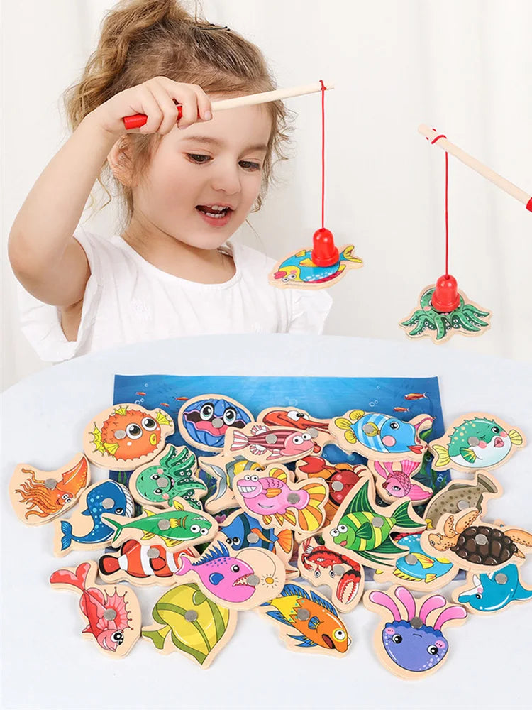 Wooden Magnetic Fishing Game for Toddlers