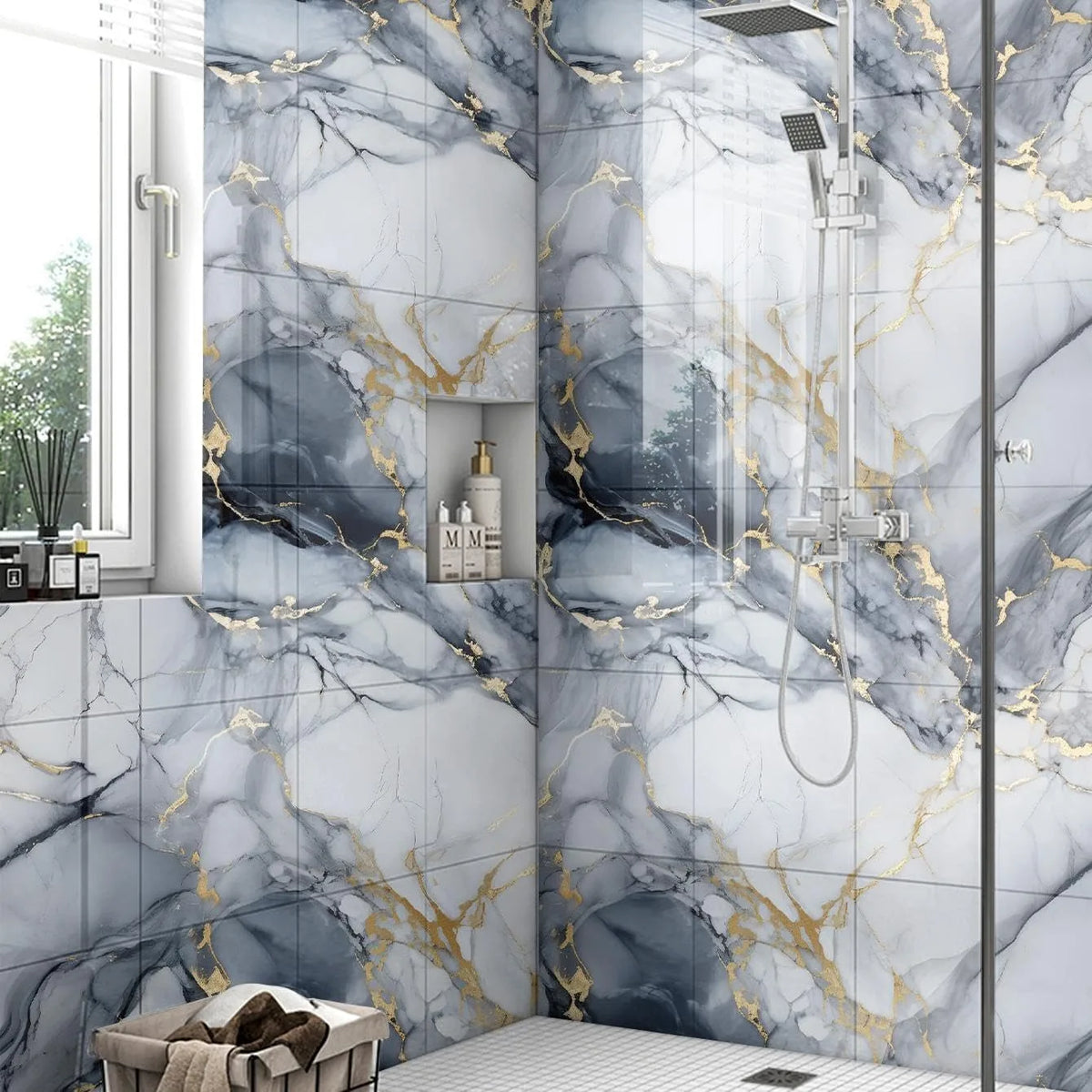 Waterproof Marble Peel and Stick Wall Tiles