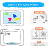 Diagram showing how to fill air and water in an inflatable baby play mat for tummy time development