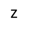 A black letter Z on a white background.
