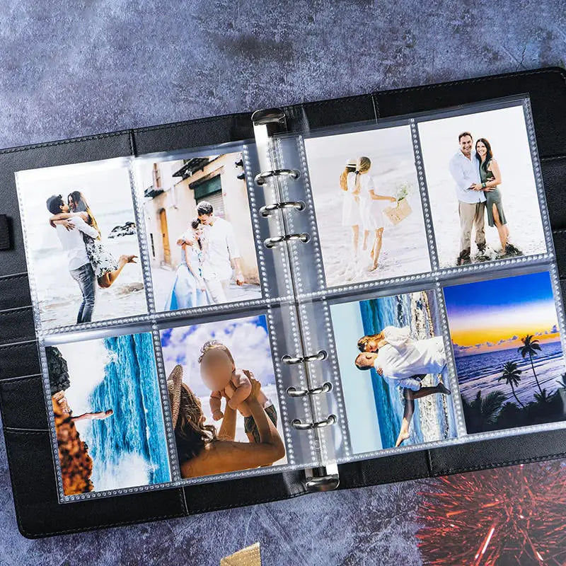 A5 PU Leather Photo & Card Organizer Binder with 4-Pocket Sleeves