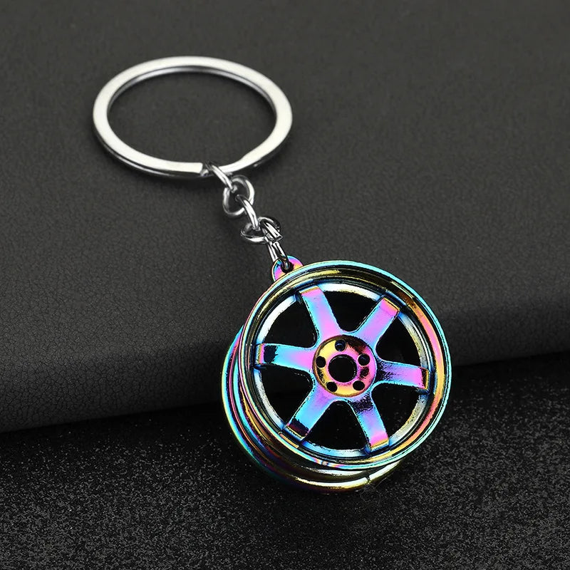 Gearbox Keychain with Turbo Hub and Brake Disc Pendant