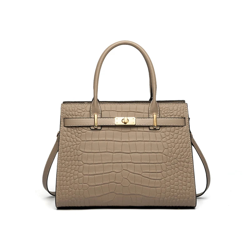 Elegant Genuine Leather Shoulder Bag for Women with Top Handle