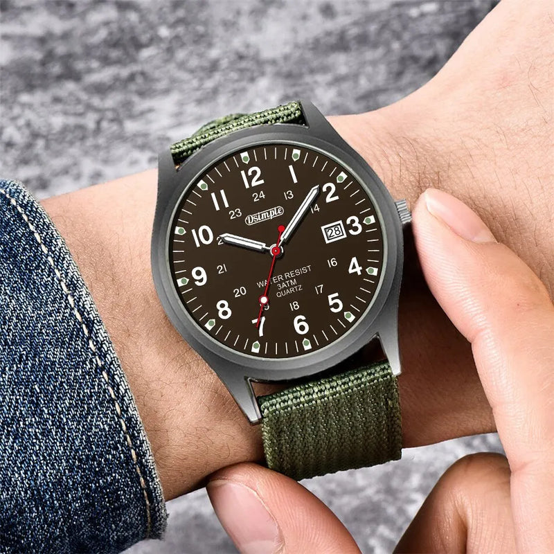 Luminous Military-Style Quartz Wristwatch with Nylon Strap