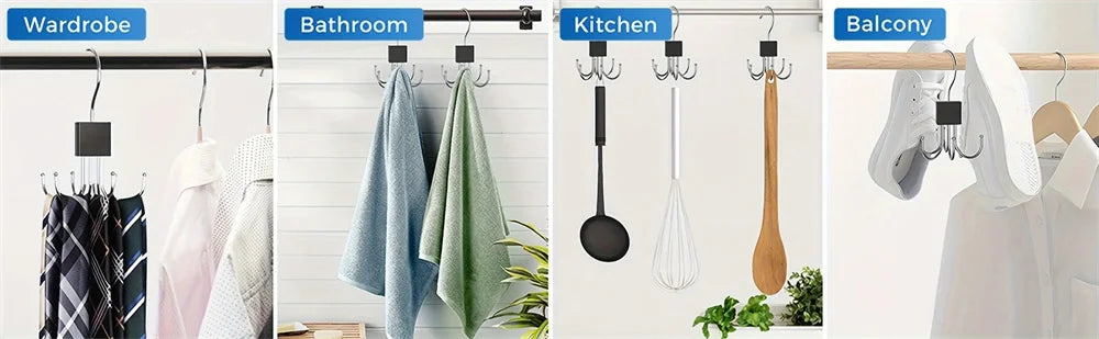 360° Rotating Multi-Hook Closet Organizer for Belts, Scarves, and Ties